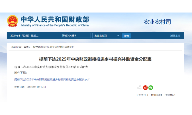 1593億元！財(cái)政部提前下達(dá)2025年鄉(xiāng)村振興補(bǔ)助資金，15個(gè)申報(bào)重點(diǎn)匯總